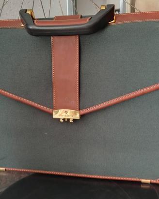 borsa cartella Samsonite vintage tessuto e pelle 