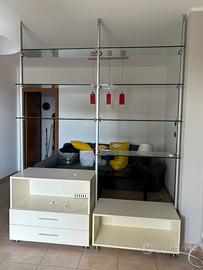 Libreria bifacciale in vetro temperato