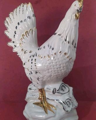 Gallina o Gallo in Ceramica smaltata di Bassano 