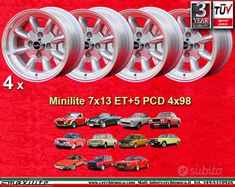 4 pz. cerchi Fiat Minilite 7x13 ET5 124 Berlina Co