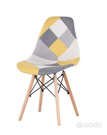 Sedie patchwork giallo grigio bianco nuove