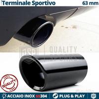 TERMINALE Scarico Auto in ACCIAIO Inox Nero 63 MM