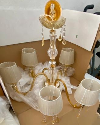 Lampadario classico, vetro Murano e oro