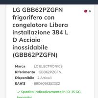 Frigorifero Lg doppia porta acciaio