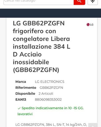 Frigorifero Lg doppia porta acciaio
