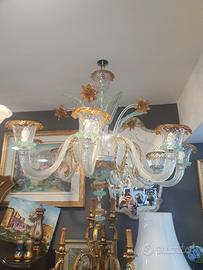 lampadario in vetro di murano a 8 punti luce 