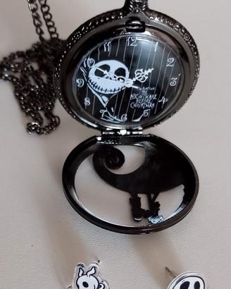 Collana con orologio e orecchini Jack Skeletron