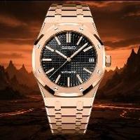 Seiko mod royal oak rose gold and black