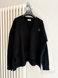 Cardigan liujo nero con spilla logo strass