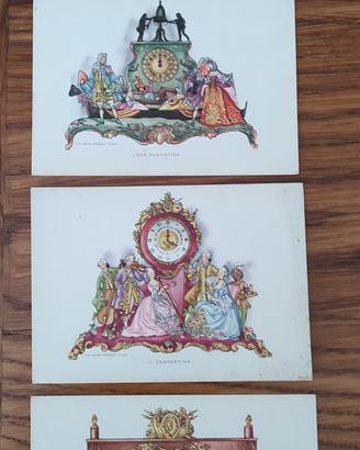 4 cartoline d'epoca orologi