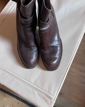 Stivaletti donna pelle marron -tacco 7-n40
