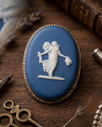 Wedgwood spilla argento neoclassico diaspro blu