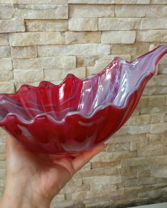 grande ciotola rossa e bianco in vetro di Murano