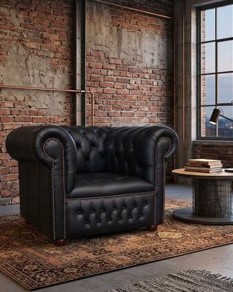 Poltrona originale Chesterfield club in pelle nera