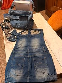 SET Outfli jeans abito fascia sandali n39 e borsa