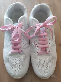 Sneakers Bianche Stile Air Max con Lacci Rosa n.39