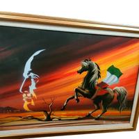 Quadro Olio su tela "Romano Mussolini" Firmato ori