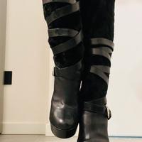 Stivale nero Chon 37 in pelliccia e pelle