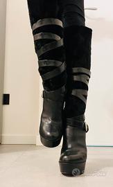 Stivale nero Chon 37 in pelliccia e pelle