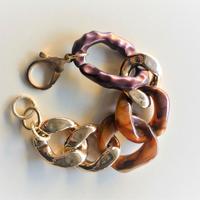 Bracciale a catena color oro e marrone