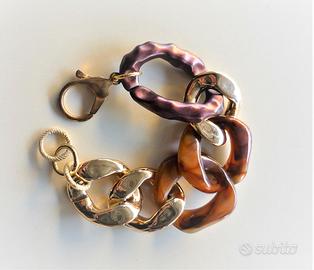 Bracciale a catena color oro e marrone