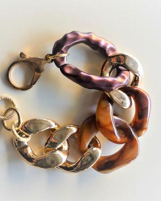 Bracciale a catena color oro e marrone