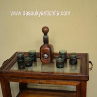 Set da liquori in pelle vintage anni 60