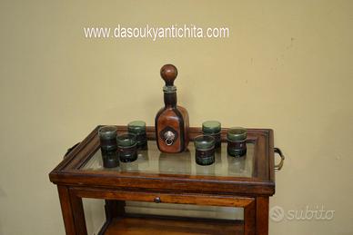 Set da liquori in pelle vintage anni 60