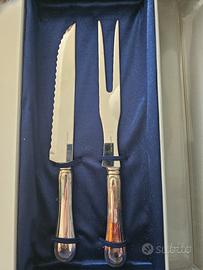 set posate arrosto argento e acciaio