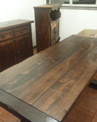 Tavolo rustico legno massiccio arte povera