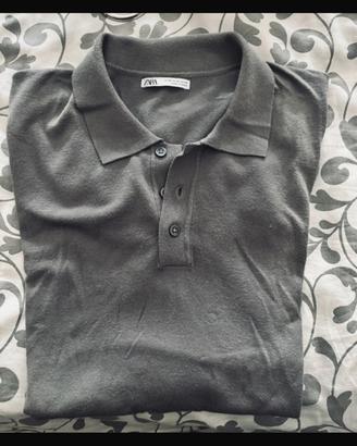 Polo da uomo Zara in maglia, colore grigio tg.XL