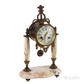 Orologio da Appoggio in Marmo e Bronzo Dorato