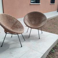Coppia sedie vintage in rattan anni 60/70