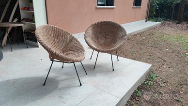 Coppia sedie vintage in rattan anni 60/70