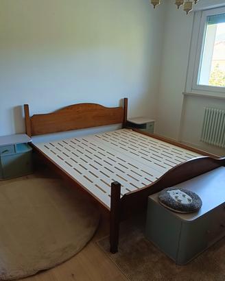 letto matrimoniale extra large legno noce