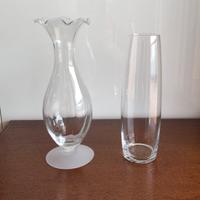 Coppia di vasi in vetro trasparente