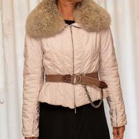 Ermanno Scervino-piumino rosa con collo in alpaca