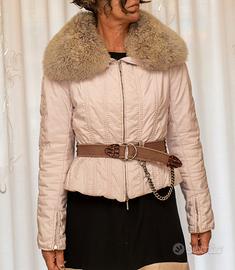 Ermanno Scervino-piumino rosa con collo in alpaca