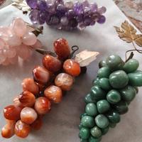 Set 4 Grappoli d'Uva Vintage (18cm) in Pietre Dure