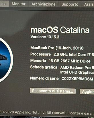 Apple MacBook pro 2019 pc portatile