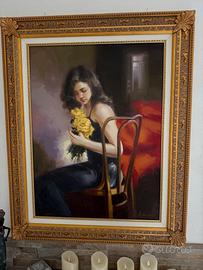 A. Anelli – Ritratto di donna con rose 