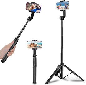 Bastone selfie con treppiedi e telecomando, 150cm.