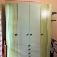 Armadio ragazzi verde/blu 180x230x60