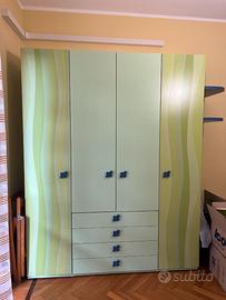 Armadio ragazzi verde/blu 180x230x60