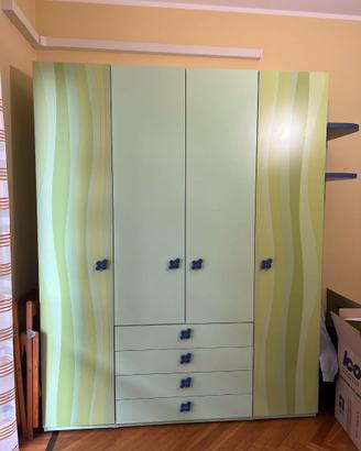 Armadio ragazzi verde/blu 180x230x60