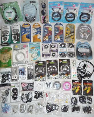 60 cuffie auricolari cuffiette stock