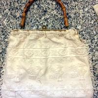 Borsa vintage di cotone cucita a mano con disegni