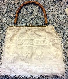 Borsa vintage di cotone cucita a mano con disegni