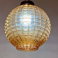 Lampadario boccia anni 50'60 vetro ambra lavorato