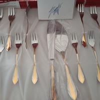 set posate per dolce gottingher acciaio inox e oro